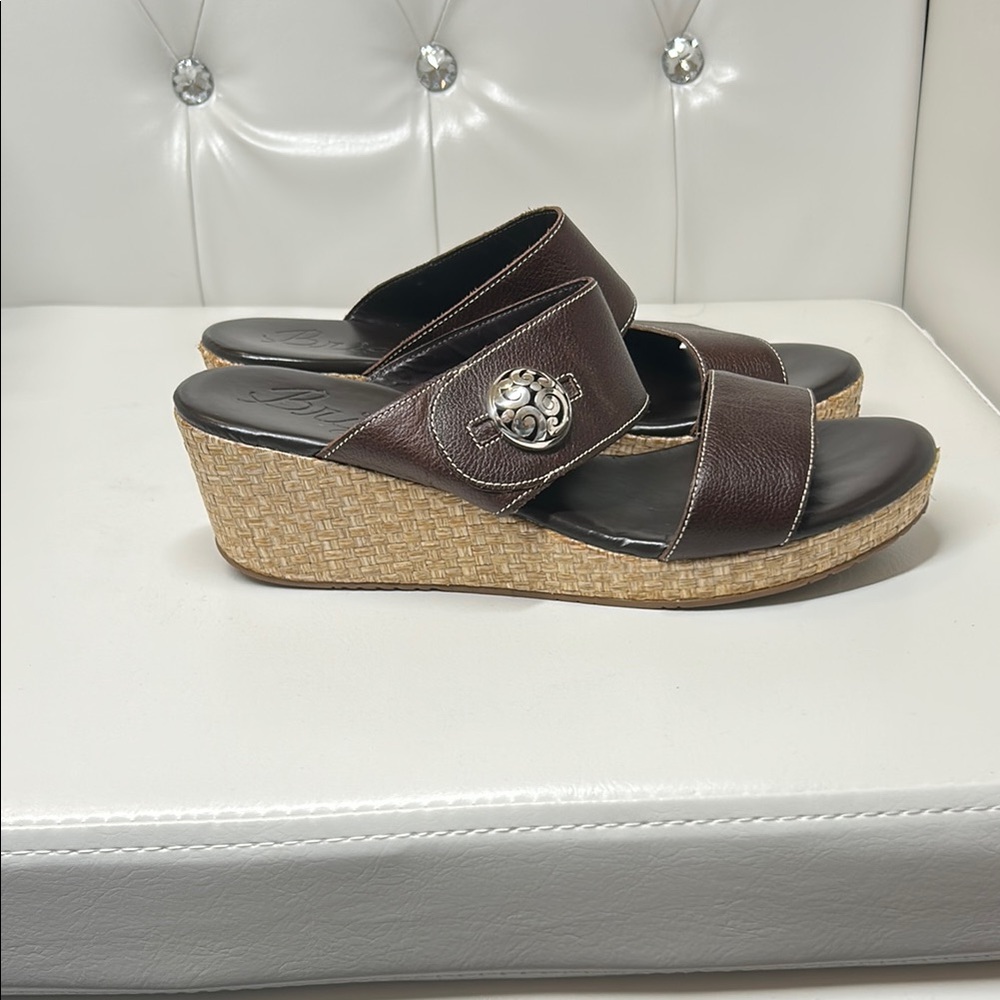 Brighton Brown Leather Wedge Sandals